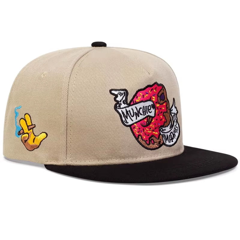 Unisex Doughnut Embroidery Hip-Hop Hats Outdoor Adjustable Casual Baseball Caps Sunscreen Hat