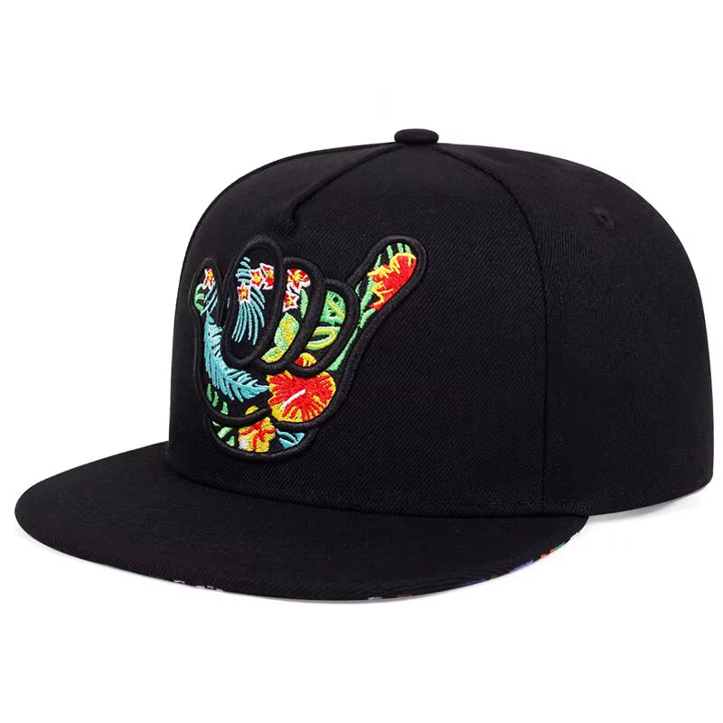 Unisex Colorful Fingers Embroidery Hip-Hop Hats Outdoor Adjustable Casual Baseball Caps Sunscreen Hat