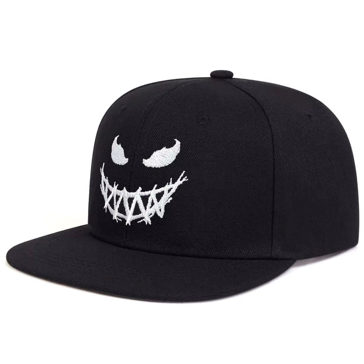 Unisex Personality Ghost Expression Embroidery Hip-Hop Hats Outdoor Adjustable Casual Baseball Caps Sunscreen Hat