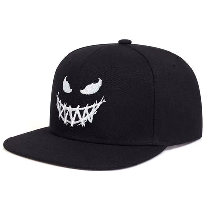 Unisex Personality Ghost Expression Embroidery Hip-Hop Hats Outdoor Adjustable Casual Baseball Caps Sunscreen Hat