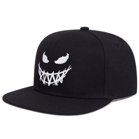 Unisex Personality Ghost Expression Embroidery Hip-Hop Hats Outdoor Adjustable Casual Baseball Caps Sunscreen Hat