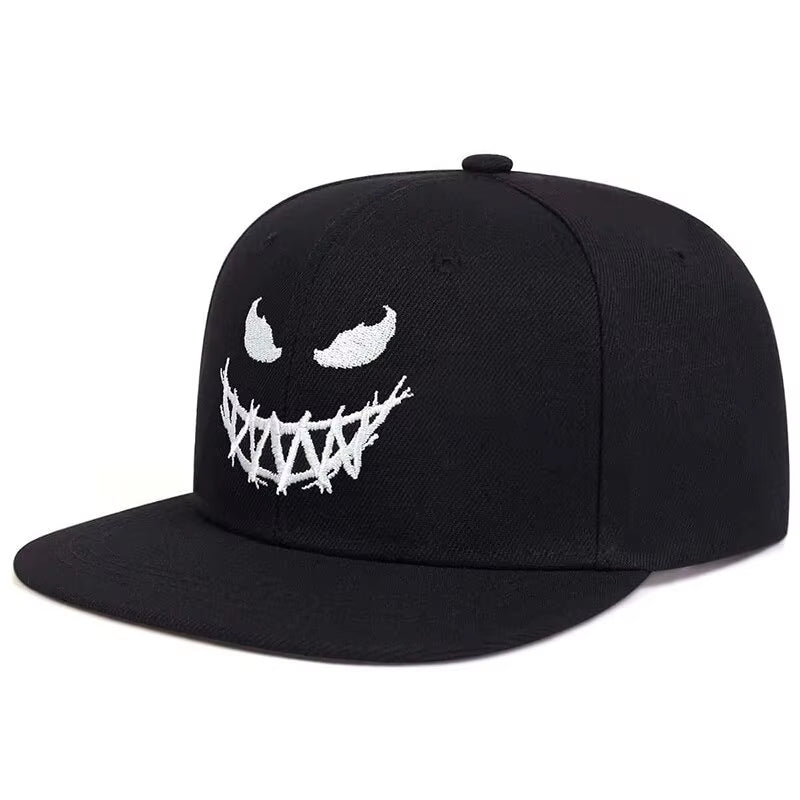 Unisex Personality Ghost Expression Embroidery Hip-Hop Hats Outdoor Adjustable Casual Baseball Caps Sunscreen Hat