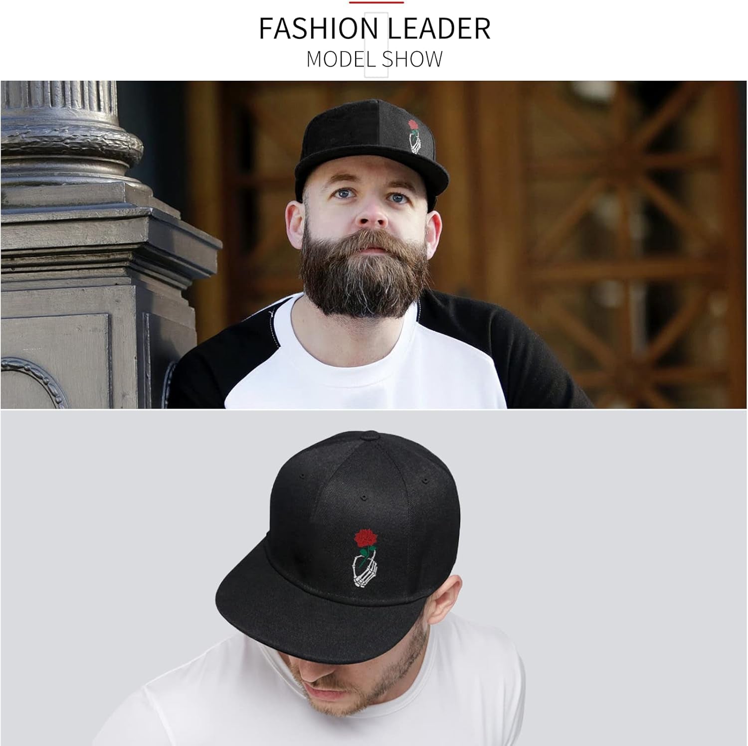 Snapback Hats for Mens Skull Hat Flat Bill Gorras Planas Para Hombres Black Snap Backpack Brim Baseball Cap