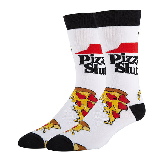 Men’S Novelty Humor Crew Socks, Crazy Funny Saying Cotton Dress Socks Gift - Pizza Sl*T