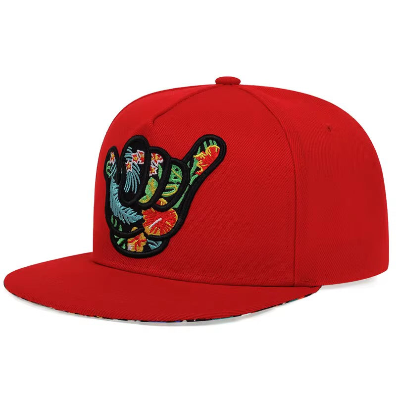 Unisex Colorful Fingers Embroidery Hip-Hop Hats Outdoor Adjustable Casual Baseball Caps Sunscreen Hat