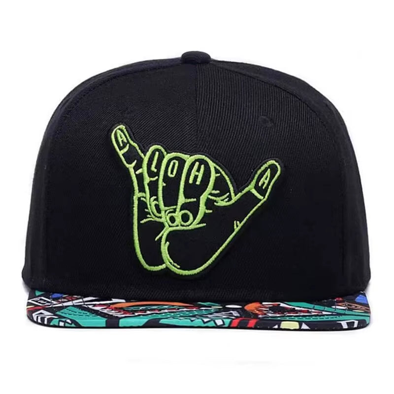 Unisex Green Fingers 6 Embroidery Hip-Hop Hats Outdoor Adjustable Casual Baseball Caps Sunscreen Hat