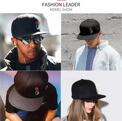 Snapback Hats for Mens Skull Hat Flat Bill Gorras Planas Para Hombres Black Snap Backpack Brim Baseball Cap