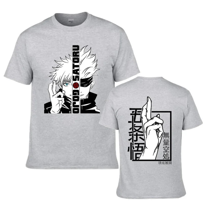 Anime T-Shirt Cool Gojo Satoru Graphic Printing T-Shirt Men'S Fashion Casual round Neck Short Sleeve Shirt
