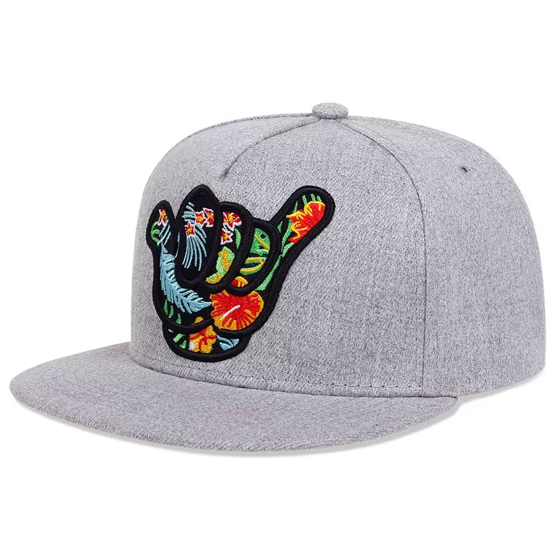 Unisex Colorful Fingers Embroidery Hip-Hop Hats Outdoor Adjustable Casual Baseball Caps Sunscreen Hat