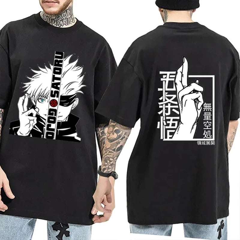 Anime T-Shirt Cool Gojo Satoru Graphic Printing T-Shirt Men'S Fashion Casual round Neck Short Sleeve Shirt