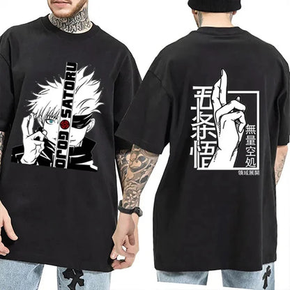 Anime T-Shirt Cool Gojo Satoru Graphic Printing T-Shirt Men'S Fashion Casual round Neck Short Sleeve Shirt