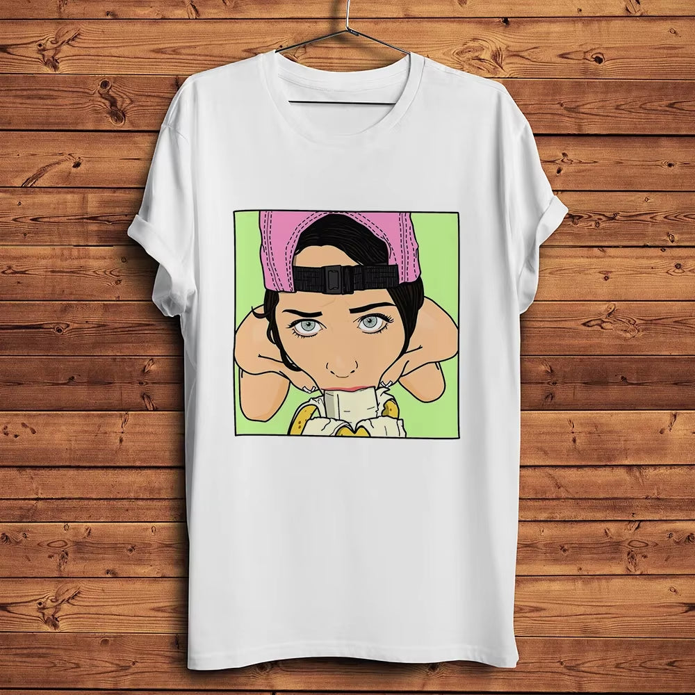 Girl Have Banana Amusing Funny T Shirt Men Homme Casual Hipster Cool Short Tshirt Unisex Humorous Streetwear Breathable Print