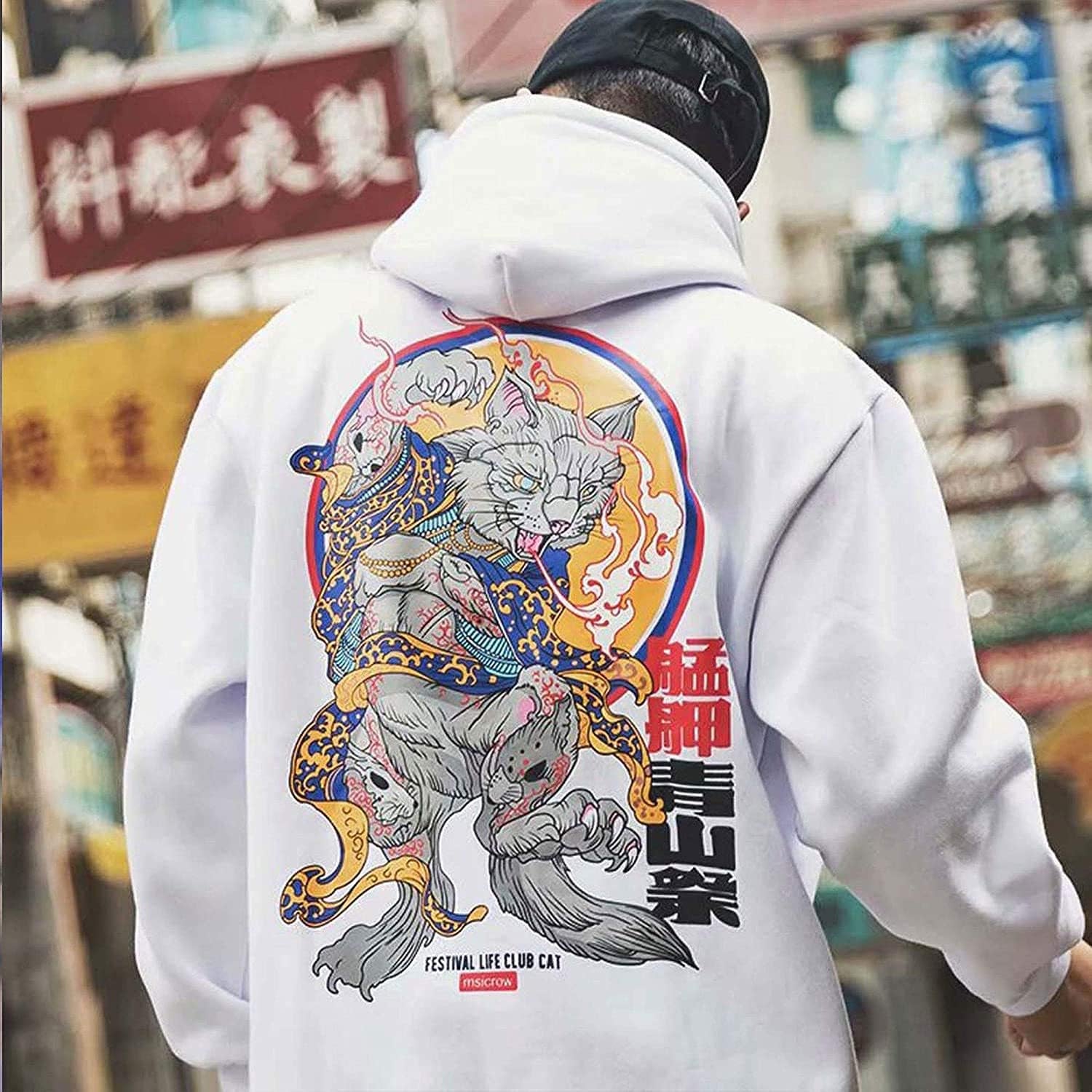 Men'S Japanese Hoodie Cat Graphic Hoodie Couples Hoodiescouples Hoodies