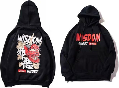Techware Graphic Men Hoodies Japanese Streetwear Oversized Ghost Hip Hop Evil Sweatshirt