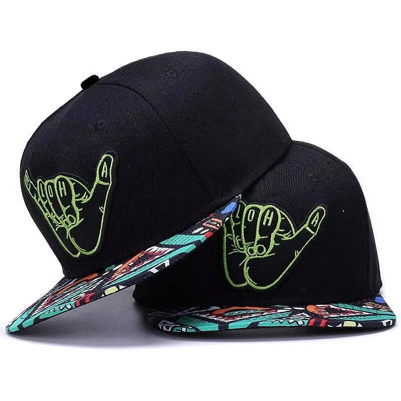 Unisex Green Fingers 6 Embroidery Hip-Hop Hats Outdoor Adjustable Casual Baseball Caps Sunscreen Hat