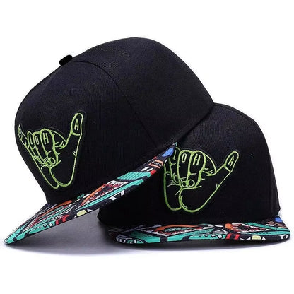 Unisex Green Fingers 6 Embroidery Hip-Hop Hats Outdoor Adjustable Casual Baseball Caps Sunscreen Hat