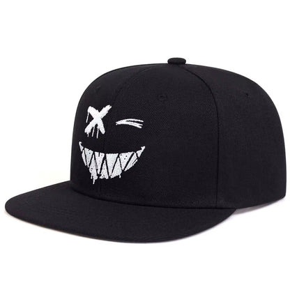 Unisex Personality Ghost Expression Embroidery Hip-Hop Hats Outdoor Adjustable Casual Baseball Caps Sunscreen Hat
