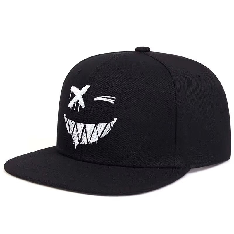 Unisex Personality Ghost Expression Embroidery Hip-Hop Hats Outdoor Adjustable Casual Baseball Caps Sunscreen Hat