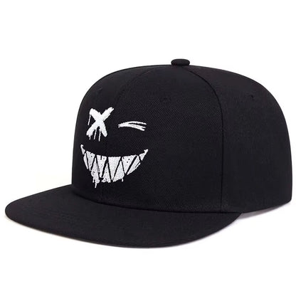 Unisex Personality Ghost Expression Embroidery Hip-Hop Hats Outdoor Adjustable Casual Baseball Caps Sunscreen Hat