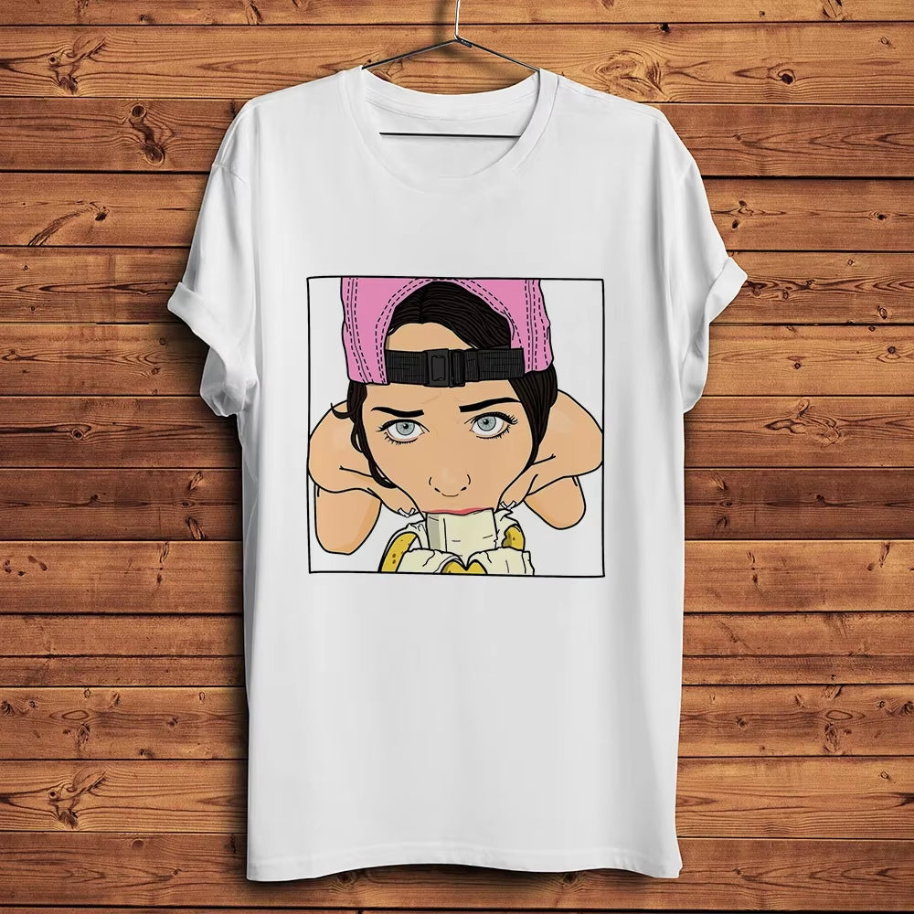 Girl Have Banana Amusing Funny T Shirt Men Homme Casual Hipster Cool Short Tshirt Unisex Humorous Streetwear Breathable Print