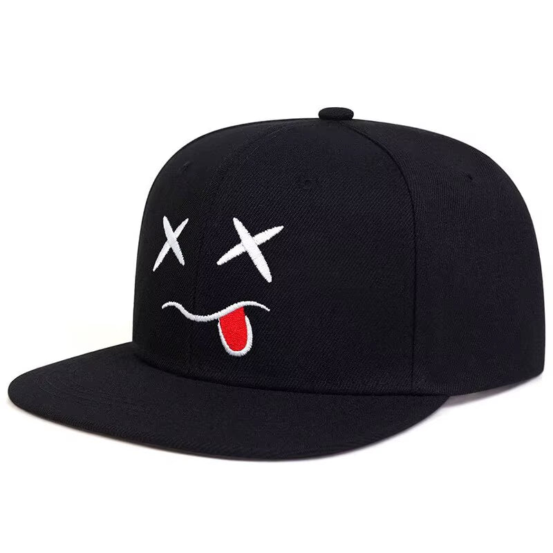 Unisex Personality Ghost Expression Embroidery Hip-Hop Hats Outdoor Adjustable Casual Baseball Caps Sunscreen Hat