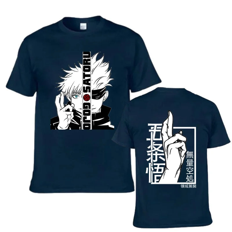 Anime T-Shirt Cool Gojo Satoru Graphic Printing T-Shirt Men'S Fashion Casual round Neck Short Sleeve Shirt