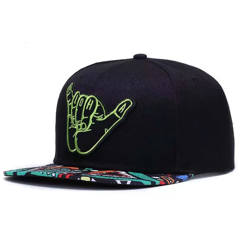 Unisex Green Fingers 6 Embroidery Hip-Hop Hats Outdoor Adjustable Casual Baseball Caps Sunscreen Hat