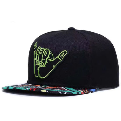 Unisex Green Fingers 6 Embroidery Hip-Hop Hats Outdoor Adjustable Casual Baseball Caps Sunscreen Hat