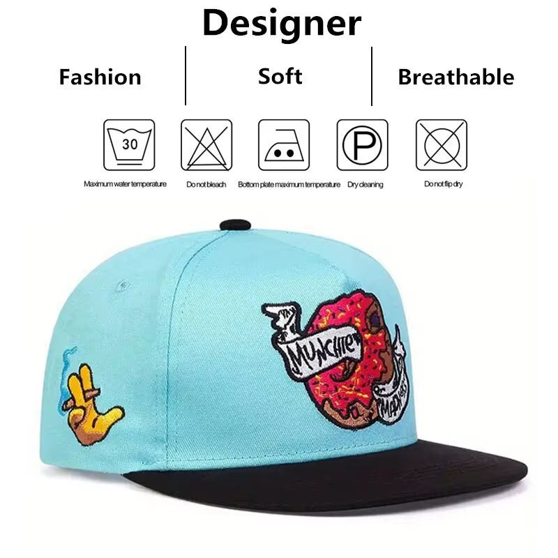 Unisex Doughnut Embroidery Hip-Hop Hats Outdoor Adjustable Casual Baseball Caps Sunscreen Hat